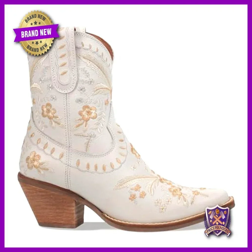 Boho Embroidered Leather Ankle Boots with Lacing Detail and 2.5-Inch Heel